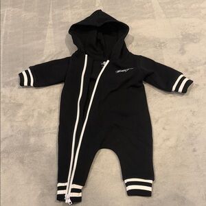 Binkybro Cozy Black Hooded Baby one piece | 6-12